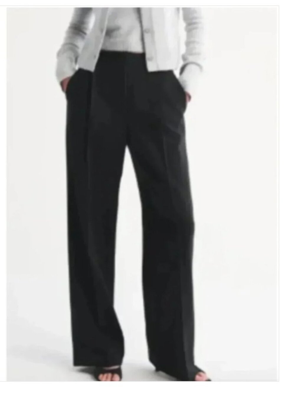 Abercrombie & Fitch A&F Sloane Tailored Wide Leg Pant black 28 6 reg curve